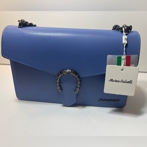 Marina Galanti Verra-pelle Crossbody Bag Leather NWT Blue Rare